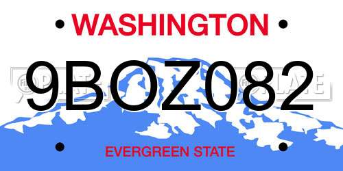 9BOZ082 Washington License Plate