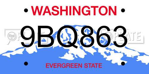 9BQ863 Washington License Plate