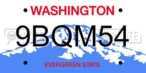 9BQM54 Washington License Plate