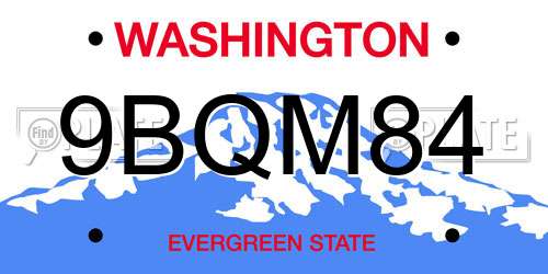 9BQM84 Washington License Plate