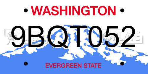 9BQT052 Washington License Plate