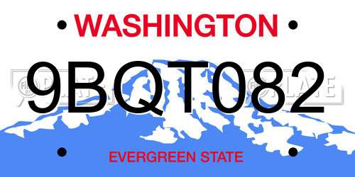 9BQT082 Washington License Plate