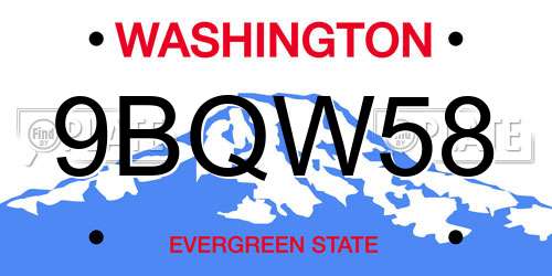 9BQW58 Washington License Plate