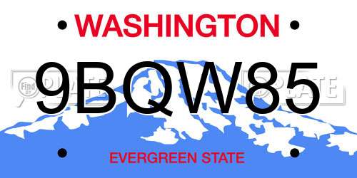 9BQW85 Washington License Plate