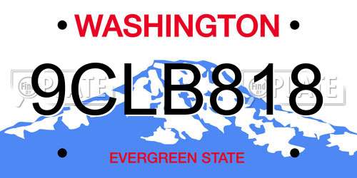 9CLB818 Washington License Plate