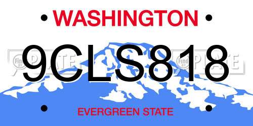 9CLS818 Washington License Plate