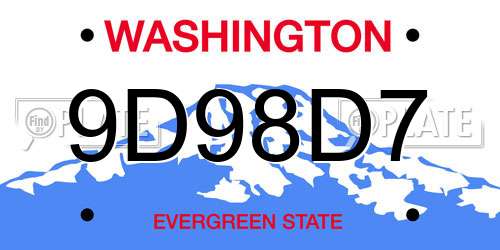 9D98D7 Washington License Plate