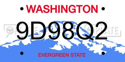 9D98Q2 Washington License Plate