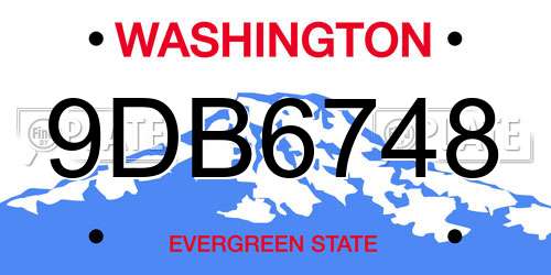 9DB6748 Washington License Plate