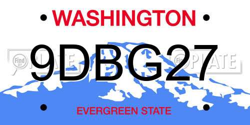 9DBG27 Washington License Plate