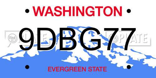 9DBG77 Washington License Plate