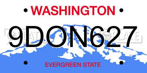 9DON627 Washington License Plate