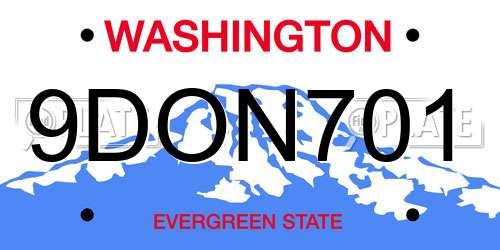 9DON701 Washington License Plate