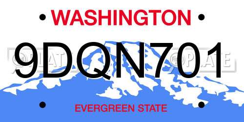 9DQN701 Washington License Plate