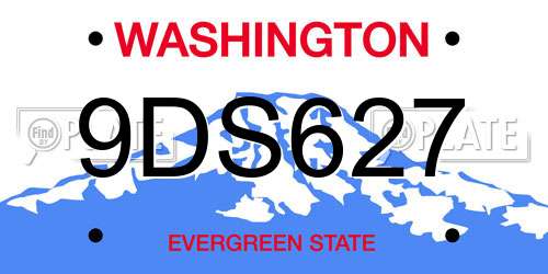 9DS627 Washington License Plate