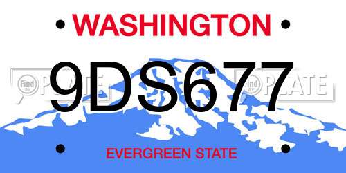 9DS677 Washington License Plate