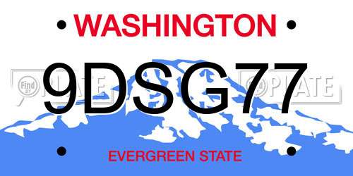 9DSG77 Washington License Plate