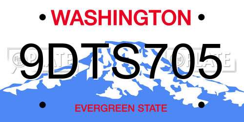 9DTS705 Washington License Plate