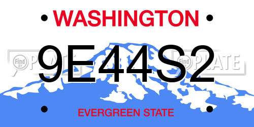 9E44S2 Washington License Plate