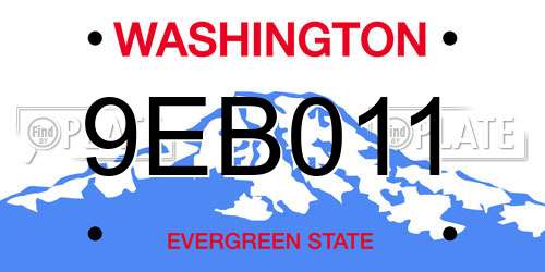 9EB011 Washington License Plate