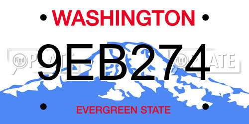 9EB274 Washington License Plate