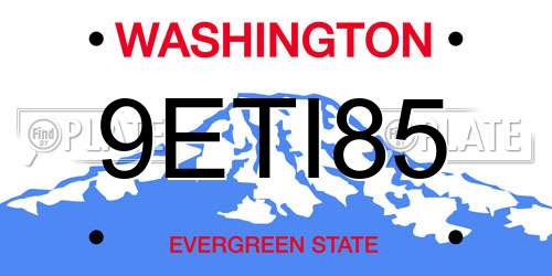 9ETI85 Washington License Plate