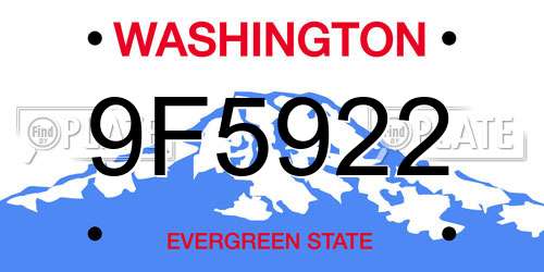 9F5922 Washington License Plate