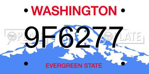 9F6277 Washington License Plate