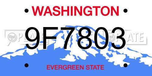 9F7803 Washington License Plate