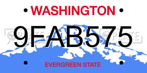 9FAB575 Washington License Plate