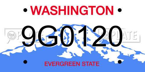 9G0120 Washington License Plate