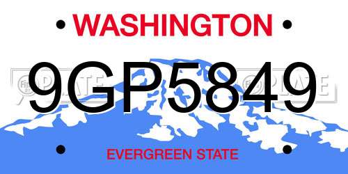 9GP5849 Washington License Plate