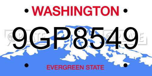9GP8549 Washington License Plate
