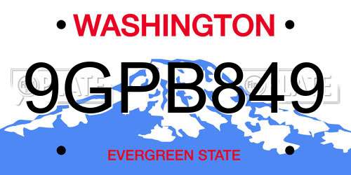 9GPB849 Washington License Plate