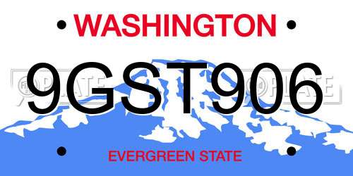 9GST906 Washington License Plate