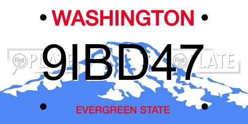 9IBD47 Washington License Plate