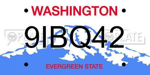 9IBQ42 Washington License Plate