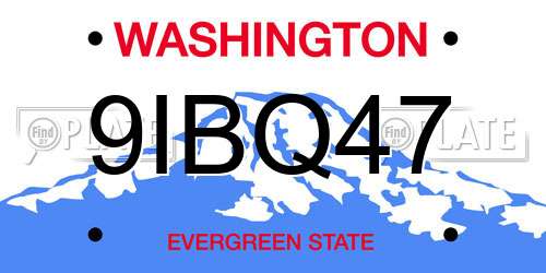 9IBQ47 Washington License Plate