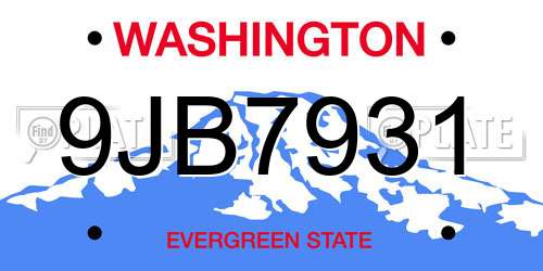 9JB7931 Washington License Plate