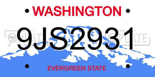 9JS2931 Washington License Plate