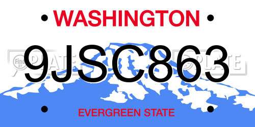 9JSC863 Washington License Plate