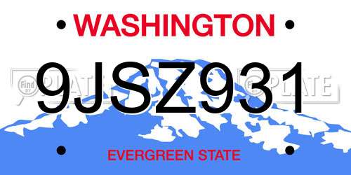 9JSZ931 Washington License Plate