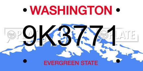 9K3771 Washington License Plate