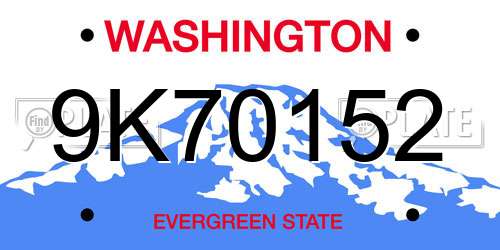 9K70152 Washington License Plate
