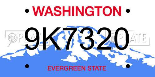 9K7320 Washington License Plate