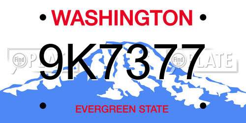 9K7377 Washington License Plate