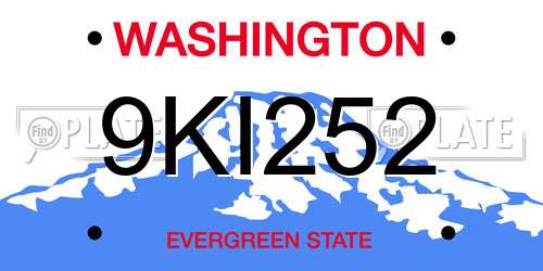 9KI252 Washington License Plate