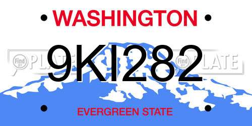 9KI282 Washington License Plate