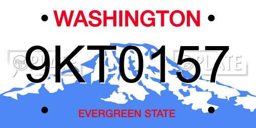 9KT0157 Washington License Plate