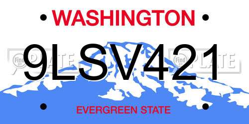 9LSV421 Washington License Plate